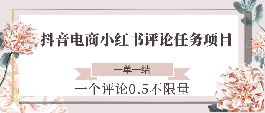 抖音电商小红书评论任务项目，一个评论0.5，一单一结 不限量网络赚钱,项目资源网,副业资源网,兼职项目,网赚课程-副业赚钱-互联网创业-独家轻创IP大圣网创