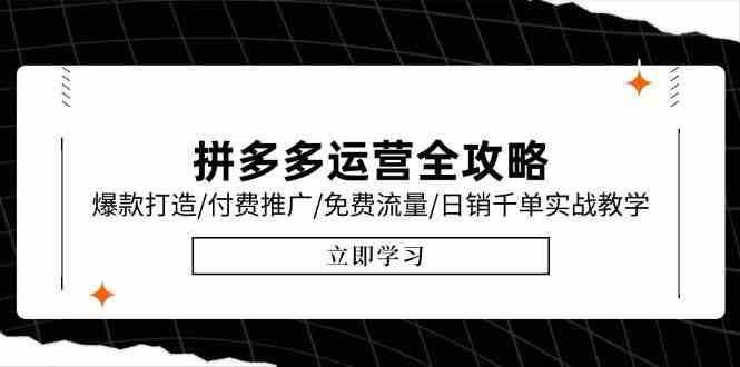 拼多多运营全攻略，爆款打造/付费推广/免费流量/日销千单实战教学/6月更新网络赚钱,项目资源网,副业资源网,兼职项目,网赚课程-副业赚钱-互联网创业-独家轻创IP大圣网创