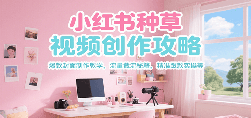 小红书种草视频创作攻略，爆款封面制作教学 ，流量截流秘籍 ，精准跟款实操等网络赚钱,项目资源网,副业资源网,兼职项目,网赚课程-副业赚钱-互联网创业-独家轻创IP大圣网创
