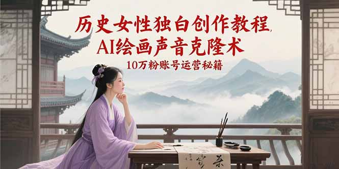 （15186期）历史女性独白创作教程，AI绘画声音克隆术，10万粉账号运营秘籍网络赚钱,项目资源网,副业资源网,兼职项目,网赚课程-副业赚钱-互联网创业-独家轻创IP大圣网创