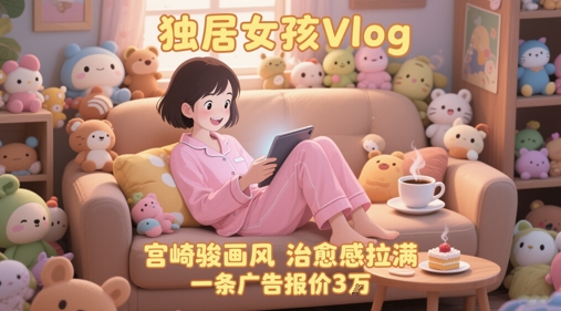 单个账号涨粉71W！用AI制作独居女孩Vlog，宫崎骏画风，治愈感拉满，一条广告报价3W网络赚钱,项目资源网,副业资源网,兼职项目,网赚课程-副业赚钱-互联网创业-独家轻创IP大圣网创