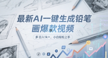 最新AI一键生成铅笔画爆款视频，多平台分发，日 入1k+，小白轻松上手【揭秘】网络赚钱,项目资源网,副业资源网,兼职项目,网赚课程-副业赚钱-互联网创业-独家轻创IP大圣网创