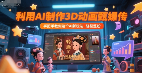 利用AI制作3D动画甄嬛传，流量爆了，手把手教你这个AI新玩法，轻松涨粉网络赚钱,项目资源网,副业资源网,兼职项目,网赚课程-副业赚钱-互联网创业-独家轻创IP大圣网创