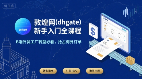 敦煌网(dhgate)新手入门全课程，B端外贸工厂转型必看，抢占海外订单网络赚钱,项目资源网,副业资源网,兼职项目,网赚课程-副业赚钱-互联网创业-独家轻创IP大圣网创
