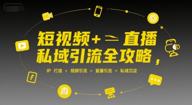 短视频+直播私域引流全攻略，IP打造 +视频引流 +直播引流 +私域沉淀网络赚钱,项目资源网,副业资源网,兼职项目,网赚课程-副业赚钱-互联网创业-独家轻创IP大圣网创