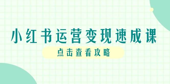小红书运营变现速成课，账号搭建到暴力起号，个人IP全流程指南网络赚钱,项目资源网,副业资源网,兼职项目,网赚课程-副业赚钱-互联网创业-独家轻创IP大圣网创