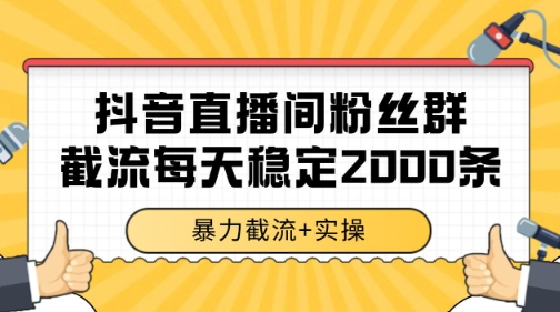 抖音直播间粉丝群暴力截流，一台电脑每天稳定2000条数据【揭秘】网络赚钱,项目资源网,副业资源网,兼职项目,网赚课程-副业赚钱-互联网创业-独家轻创IP大圣网创