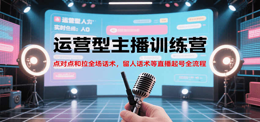 运营型主播训练营，点对点和拉全场话术，留人话术等直播起号全流程(更新7月)网络赚钱,项目资源网,副业资源网,兼职项目,网赚课程-副业赚钱-互联网创业-独家轻创IP大圣网创