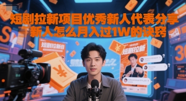 短剧拉新项目优秀新人代表分享新人怎么月入过1W的诀窍网络赚钱,项目资源网,副业资源网,兼职项目,网赚课程-副业赚钱-互联网创业-独家轻创IP大圣网创
