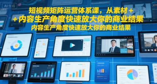短视频矩阵运营体系课，从素材+内容生产角度快速放大你的商业结果网络赚钱,项目资源网,副业资源网,兼职项目,网赚课程-副业赚钱-互联网创业-独家轻创IP大圣网创