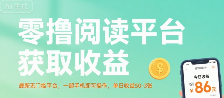 零撸阅读平台获取收益，最新无门槛平台，一部手机即可操作，单日收益50-3张【揭秘】网络赚钱,项目资源网,副业资源网,兼职项目,网赚课程-副业赚钱-互联网创业-独家轻创IP大圣网创