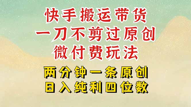 快手黑科技搬运带货，一刀不剪过原创，微付费投流玩法，轻松日入四位数…网络赚钱,项目资源网,副业资源网,兼职项目,网赚课程-副业赚钱-互联网创业-独家轻创IP大圣网创
