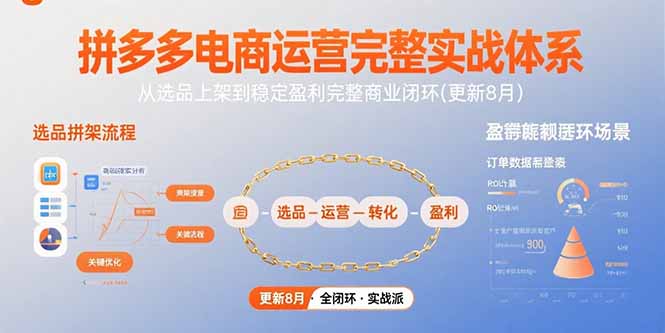 拼多多电商运营完整实战体系，从选品上架到稳定盈利完整商业闭环(更新8月网络赚钱,项目资源网,副业资源网,兼职项目,网赚课程-副业赚钱-互联网创业-独家轻创IP大圣网创