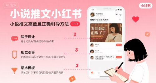 小说推文小红书高转化引导方法实操课，小说推文高效且正确引导方法网络赚钱,项目资源网,副业资源网,兼职项目,网赚课程-副业赚钱-互联网创业-独家轻创IP大圣网创