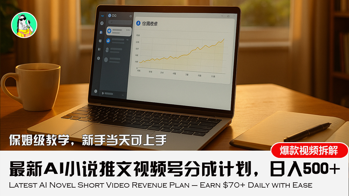 最新AI小说推文视频号分成计划，新手小白也能当天日入500+教程网络赚钱,项目资源网,副业资源网,兼职项目,网赚课程-副业赚钱-互联网创业-独家轻创IP大圣网创