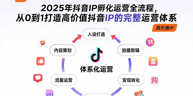 2025年抖音IP孵化运营全流程，从0到1打造高价值抖音IP的完整运营体系网络赚钱,项目资源网,副业资源网,兼职项目,网赚课程-副业赚钱-互联网创业-独家轻创IP大圣网创