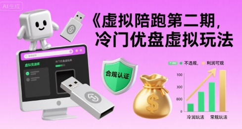 虚拟陪跑第二期，冷门优盘虚拟玩法，不违规，利润可观网络赚钱,项目资源网,副业资源网,兼职项目,网赚课程-副业赚钱-互联网创业-独家轻创IP大圣网创