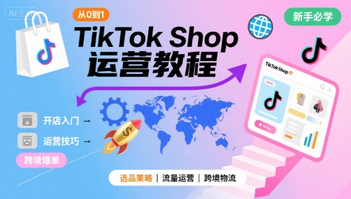 TikTok Shop从0到1运营教程，TikTok跨境电商新手必学课程网络赚钱,项目资源网,副业资源网,兼职项目,网赚课程-副业赚钱-互联网创业-独家轻创IP大圣网创