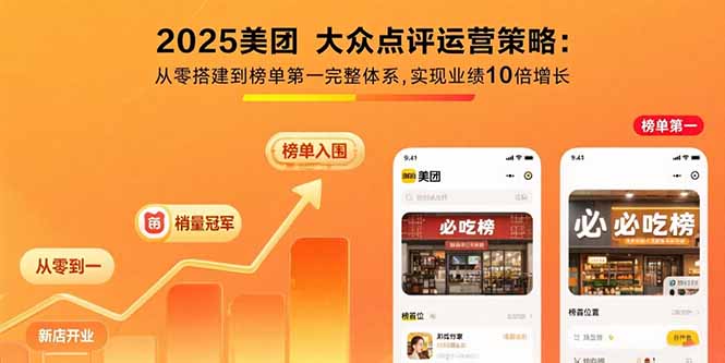2025美团 大众点评运营策略:从零搭建到榜单第一完整体系,实现业绩10倍增长网络赚钱,项目资源网,副业资源网,兼职项目,网赚课程-副业赚钱-互联网创业-独家轻创IP大圣网创
