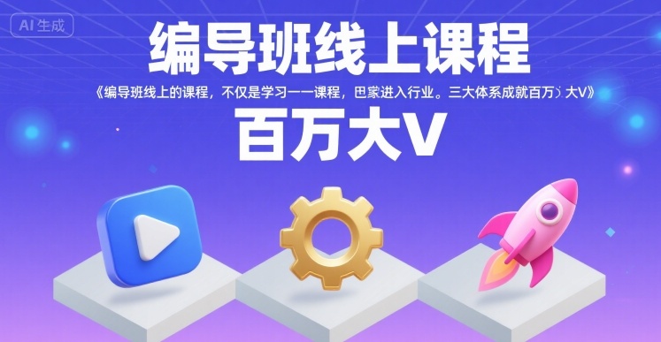 编导班线上课程，不仅是学习一门课程，更是进入一个行业，三大体系成就百万大V网络赚钱,项目资源网,副业资源网,兼职项目,网赚课程-副业赚钱-互联网创业-独家轻创IP大圣网创