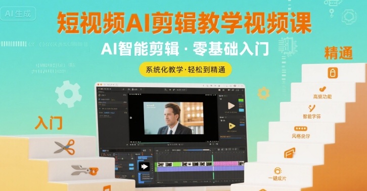 短视频AI剪辑教学视频课，入门到精通网络赚钱,项目资源网,副业资源网,兼职项目,网赚课程-副业赚钱-互联网创业-独家轻创IP大圣网创