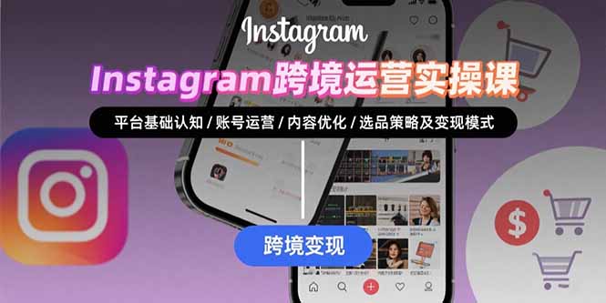 Instagram跨境运营实战：平台认知/账号运营/内容优化/选品策略及变现模式网络赚钱,项目资源网,副业资源网,兼职项目,网赚课程-副业赚钱-互联网创业-独家轻创IP大圣网创