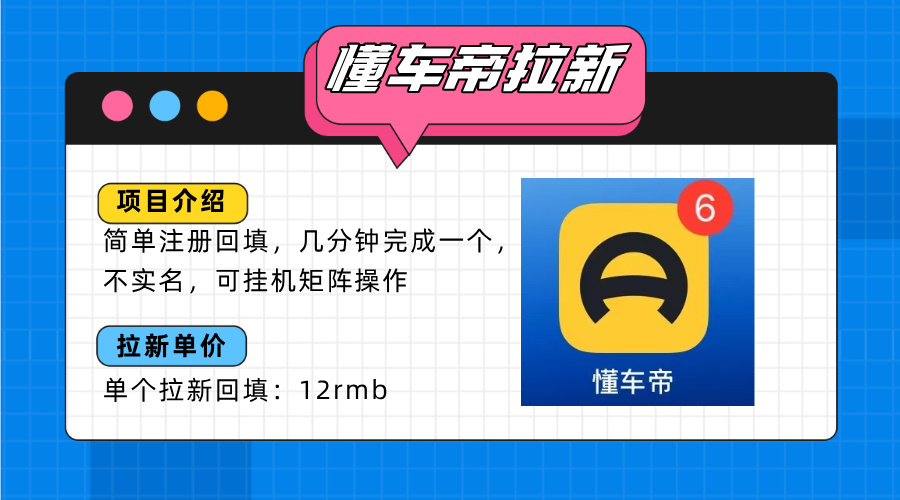 懂车帝邪修拉新玩法，简单注册回填，不sm，单个拉新12rmb，轻松日入200+网络赚钱,项目资源网,副业资源网,兼职项目,网赚课程-副业赚钱-互联网创业-独家轻创IP大圣网创