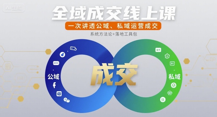 全域成交线上课，一次讲透公域、私域运营成交网络赚钱,项目资源网,副业资源网,兼职项目,网赚课程-副业赚钱-互联网创业-独家轻创IP大圣网创