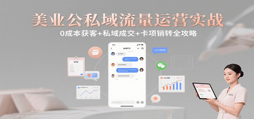 美业公私域流量运营实战：0成本获客+私域成交+卡项销转全攻略网络赚钱,项目资源网,副业资源网,兼职项目,网赚课程-副业赚钱-互联网创业-独家轻创IP大圣网创