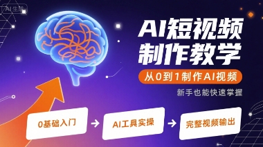 AI短视频制作教学,从0到1制作AI视频网络赚钱,项目资源网,副业资源网,兼职项目,网赚课程-副业赚钱-互联网创业-独家轻创IP大圣网创