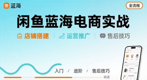 闲鱼蓝海电商实战，店铺搭建运营售后全流程网络赚钱,项目资源网,副业资源网,兼职项目,网赚课程-副业赚钱-互联网创业-独家轻创IP大圣网创