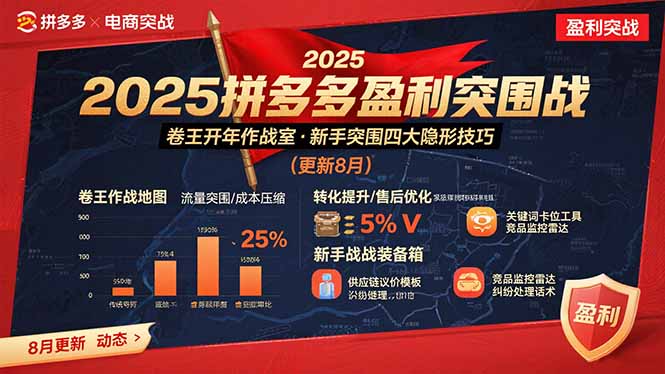 2025拼多多盈利突围战：卷王开年作战室，新手突围四大隐形技巧(更新8月网络赚钱,项目资源网,副业资源网,兼职项目,网赚课程-副业赚钱-互联网创业-独家轻创IP大圣网创