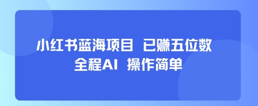 小红书蓝海项目，全程AI，操作简单，已挣五位数网络赚钱,项目资源网,副业资源网,兼职项目,网赚课程-副业赚钱-互联网创业-独家轻创IP大圣网创