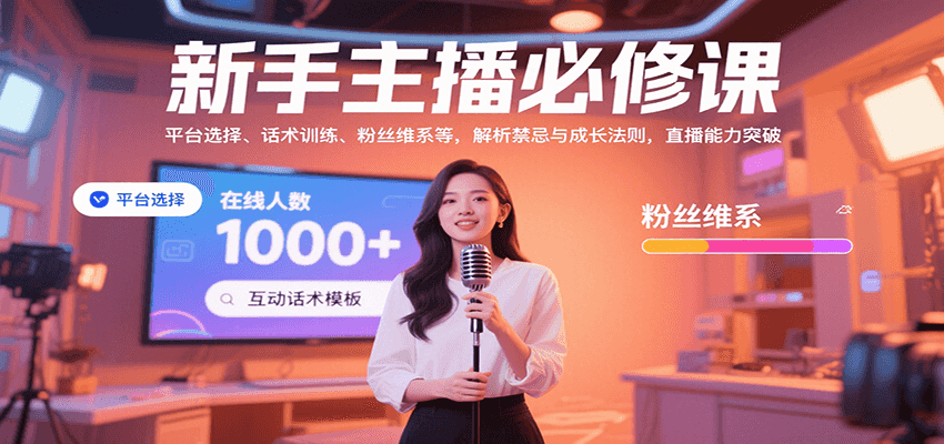 新手主播必修课:平台选择、话术训练、粉丝维系等,解析禁忌与成长法则,突破直播能力网络赚钱,项目资源网,副业资源网,兼职项目,网赚课程-副业赚钱-互联网创业-独家轻创IP大圣网创