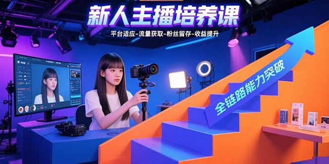 新人主播培养课：平台适应-流量获取-粉丝留存-收益提升 全链路能力突破网络赚钱,项目资源网,副业资源网,兼职项目,网赚课程-副业赚钱-互联网创业-独家轻创IP大圣网创
