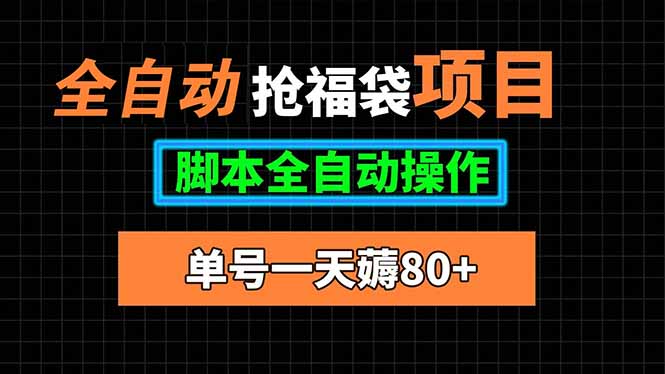 全自动抢福袋项目，单号一天80+脚本全自动操作网络赚钱,项目资源网,副业资源网,兼职项目,网赚课程-副业赚钱-互联网创业-独家轻创IP大圣网创