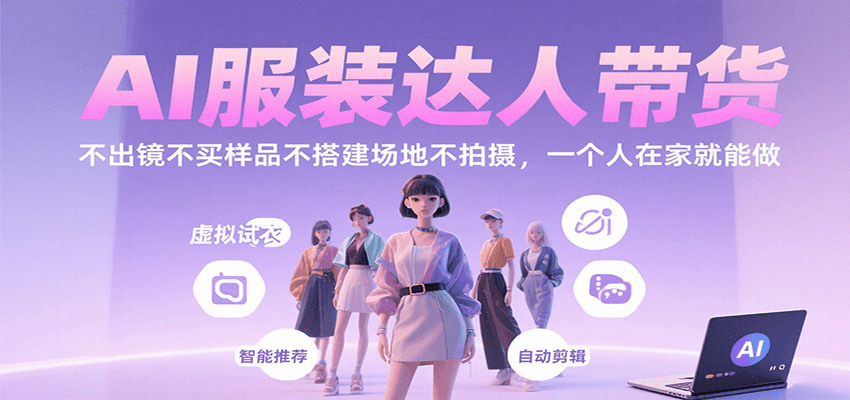 AI服装达人带货，不出镜不买样品不搭建场地不拍摄，一个人在家就能做网络赚钱,项目资源网,副业资源网,兼职项目,网赚课程-副业赚钱-互联网创业-独家轻创IP大圣网创