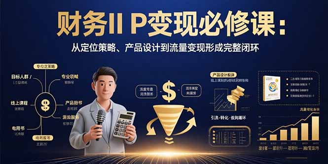 财务IP变现必修课：从定位策略、产品设计到流量变现形成完整闭环网络赚钱,项目资源网,副业资源网,兼职项目,网赚课程-副业赚钱-互联网创业-独家轻创IP大圣网创