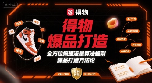 得物爆品打造，全方位梳理得物流量算法规则爆品打造规则网络赚钱,项目资源网,副业资源网,兼职项目,网赚课程-副业赚钱-互联网创业-独家轻创IP大圣网创