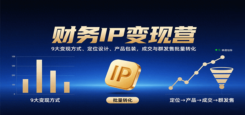财务IP变现营：9大变现方式、定位设计、产品包装，成交与群发售批量转化网络赚钱,项目资源网,副业资源网,兼职项目,网赚课程-副业赚钱-互联网创业-独家轻创IP大圣网创