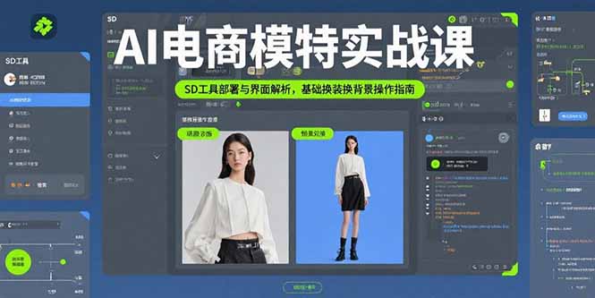 AI电商模特实战课，SD工具部署与界面解析，基础换装换背景操作指南网络赚钱,项目资源网,副业资源网,兼职项目,网赚课程-副业赚钱-互联网创业-独家轻创IP大圣网创