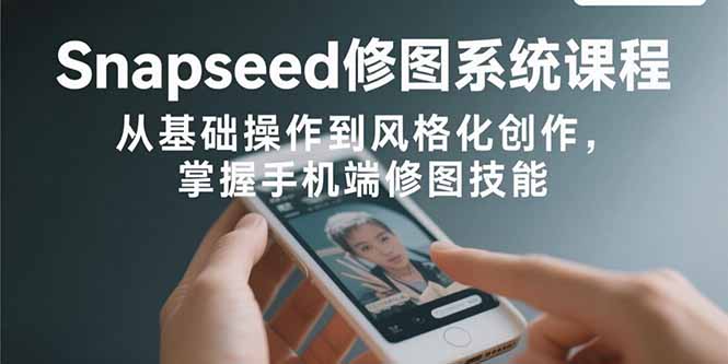 Snapseed修图系统课程：从基础操作到风格化创作，掌握手机端修图技能网络赚钱,项目资源网,副业资源网,兼职项目,网赚课程-副业赚钱-互联网创业-独家轻创IP大圣网创