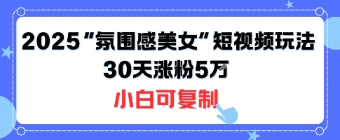 不露脸也能火！2025“氛围感美女”短视频玩法，30天涨粉5W小白可复制网络赚钱,项目资源网,副业资源网,兼职项目,网赚课程-副业赚钱-互联网创业-独家轻创IP大圣网创