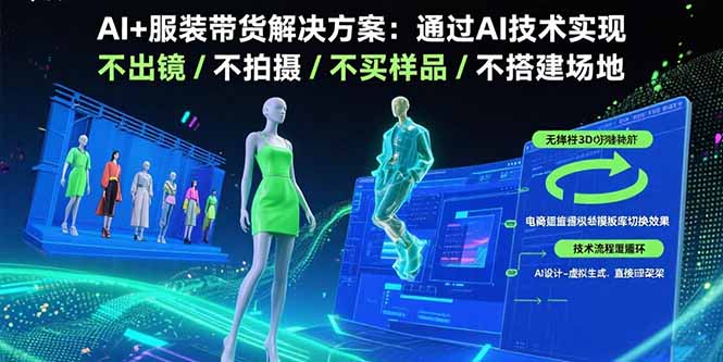 AI+服装带货解决方案：通过AI技术实现 不出镜/不拍摄/不买样品/不搭建场地网络赚钱,项目资源网,副业资源网,兼职项目,网赚课程-副业赚钱-互联网创业-独家轻创IP大圣网创