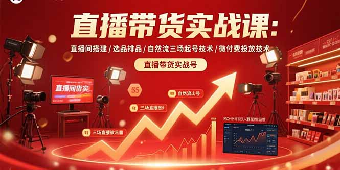直播带货实战课：直播间搭建/选品排品/自然流三场起号技术/微付费投放技术网络赚钱,项目资源网,副业资源网,兼职项目,网赚课程-副业赚钱-互联网创业-独家轻创IP大圣网创