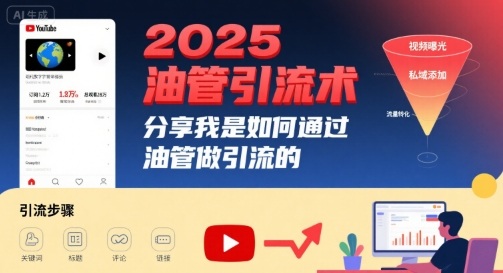 2025油管引流术，分享我是如何通过油管做引流的网络赚钱,项目资源网,副业资源网,兼职项目,网赚课程-副业赚钱-互联网创业-独家轻创IP大圣网创