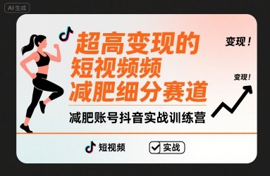 超高变现的短视频减肥细分赛道，减肥账号抖音实战训练营网络赚钱,项目资源网,副业资源网,兼职项目,网赚课程-副业赚钱-互联网创业-独家轻创IP大圣网创