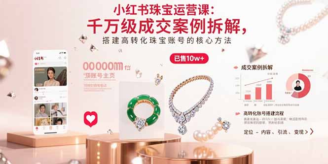 小红书珠宝运营课：千万级成交案例拆解，搭建高转化珠宝账号的核心方法网络赚钱,项目资源网,副业资源网,兼职项目,网赚课程-副业赚钱-互联网创业-独家轻创IP大圣网创