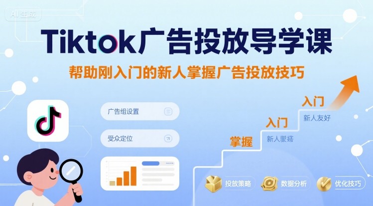 Tiktok广告投放导学课，帮助刚入门的新人掌握广告投放技巧网络赚钱,项目资源网,副业资源网,兼职项目,网赚课程-副业赚钱-互联网创业-独家轻创IP大圣网创