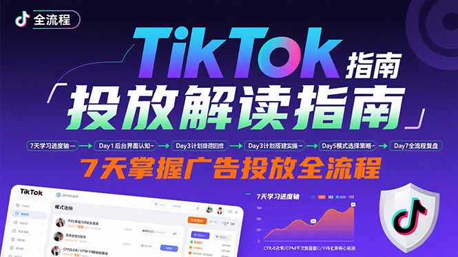 TikTok投放解读指南：后台操作/计划建立/模式选择，7天掌握广告投放全流程网络赚钱,项目资源网,副业资源网,兼职项目,网赚课程-副业赚钱-互联网创业-独家轻创IP大圣网创